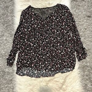 Women's Black Floral Print Blouse